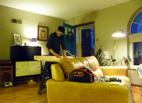 HUSBAND BUILDS SHELVES